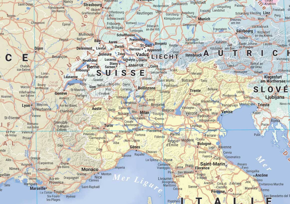 Carte murale plastifiée - Europe routière (120 x 100) | Blay Foldex carte murale hors dimensions Blay Foldex 