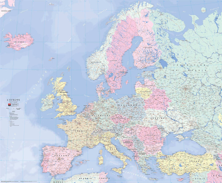 Carte murale plastifiée - Europe routière (120 x 100) | Blay Foldex carte murale hors dimensions Blay Foldex 