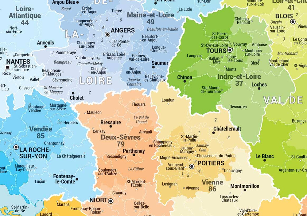 Carte murale plastifiée - France administrative (90 x 96 cm) | Blay Foldex carte murale hors dimensions Blay Foldex 