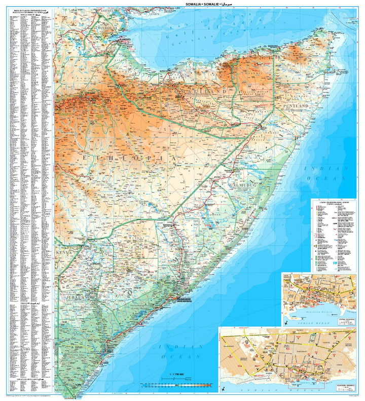 Carte murale plastifiée - Somalie (géographique) - 86 x 94 cm | Gizi Map carte murale hors dimensions Gizi Map 