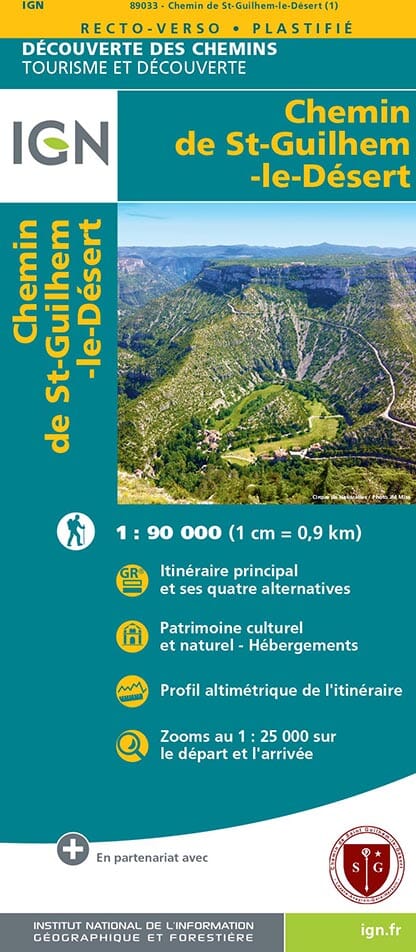 Carte plastifiée - Chemin de Saint-Guilhem-le-Désert | IGN carte pliée IGN 