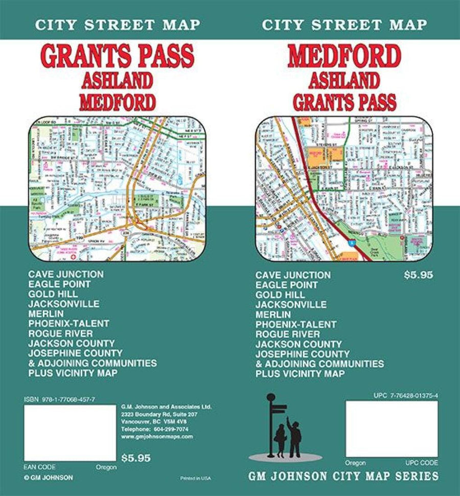 Carte plastifiée - Medford et Ashland (Oregon) | GM Johnson carte pliée GM Johnson 