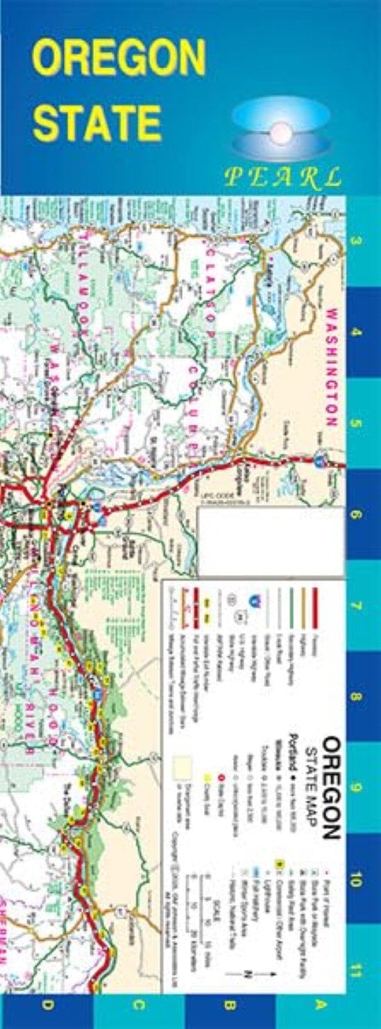 Carte plastifiée - Oregon, avec encart de Portland | GM Johnson carte pliée GM Johnson 