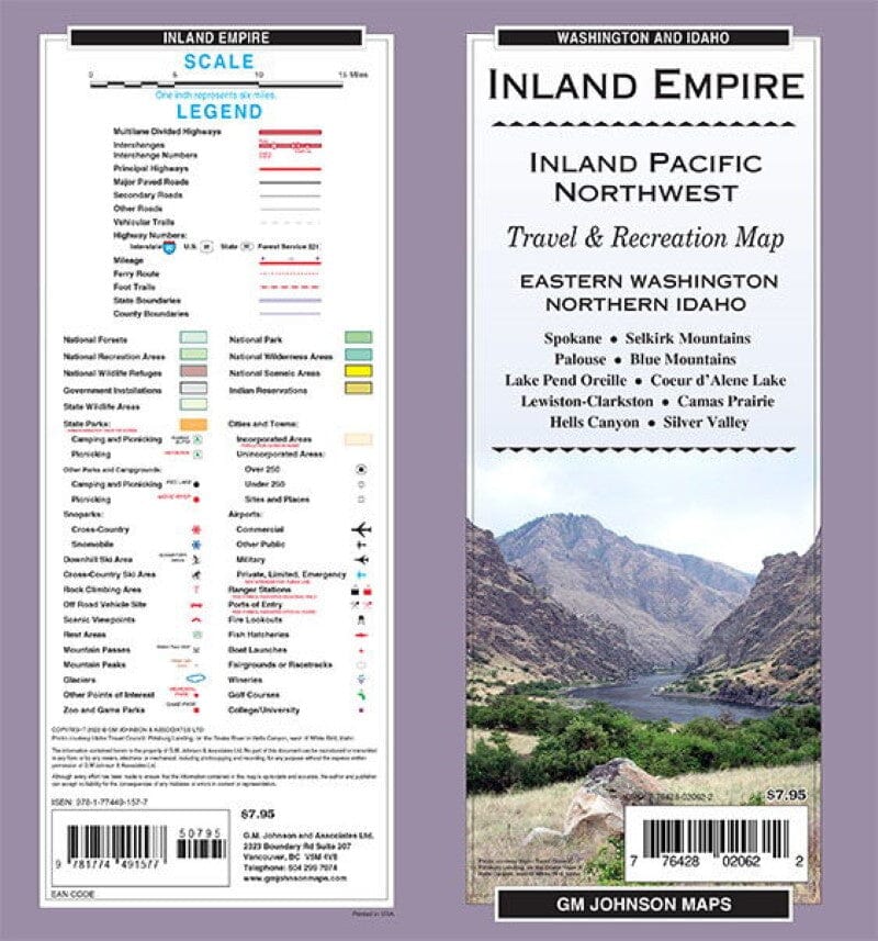 Carte régionale - Inland Empire, Eastern WA , Northern ID | GM Johnson carte pliée GM Johnson 