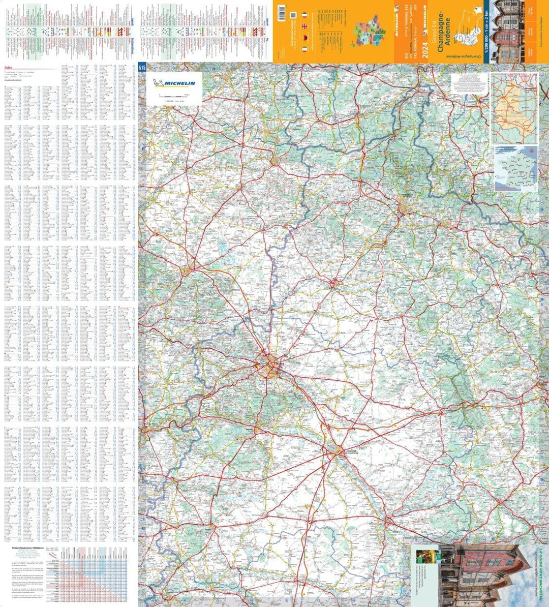 Carte régionale n° 515 - Grand Est : Champagne-Ardenne 2024 | Michelin carte pliée Michelin 