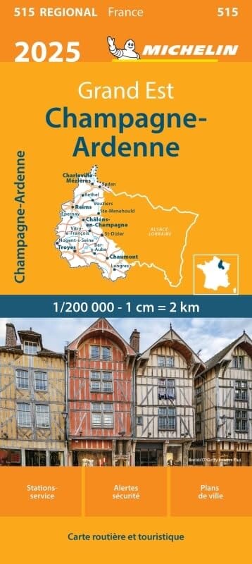 Carte régionale n° 515 - Grand Est : Champagne-Ardenne 2025 | Michelin carte pliée Michelin 