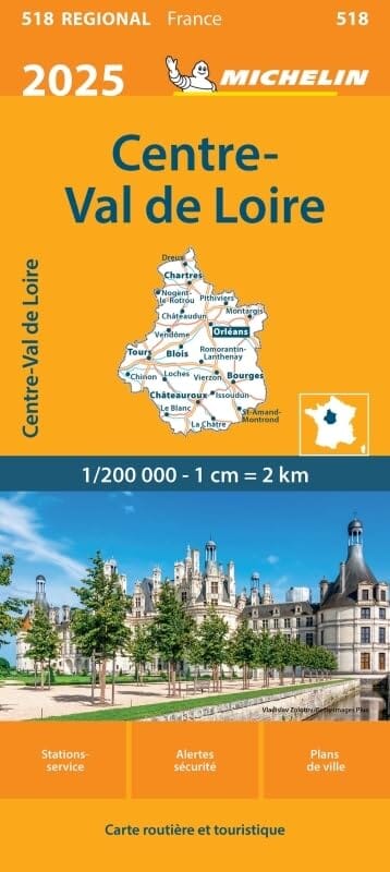 Carte régionale n° 518 - Centre-Val de Loire 2025 | Michelin carte pliée Michelin 