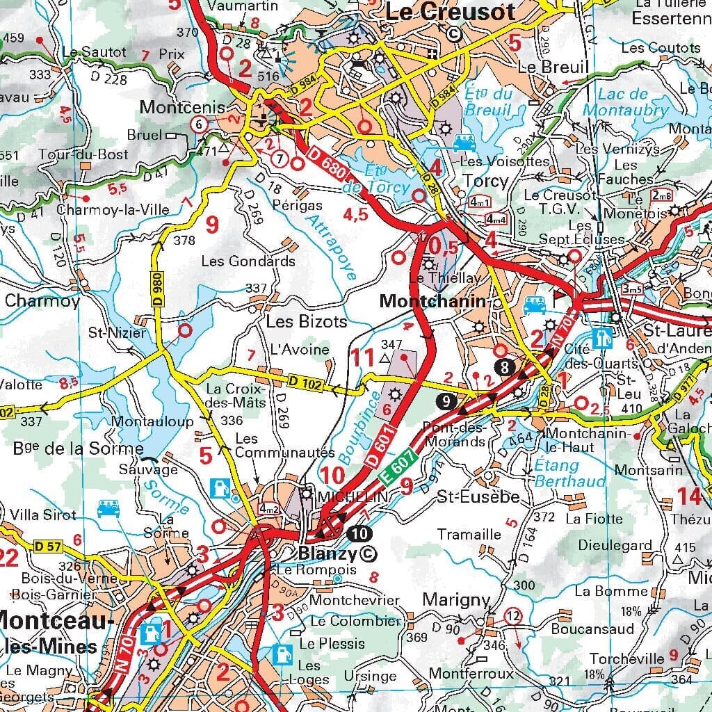 Carte régionale n° 519 - Bourgogne-Franche-Comté : Bourgogne 2022 | Michelin carte pliée Michelin 