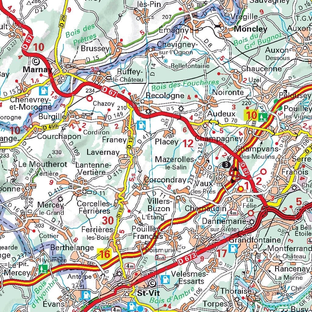 Carte régionale n° 520 - Bourgogne-Franche-Comté : Franche-Comté 2022 | Michelin carte pliée Michelin 