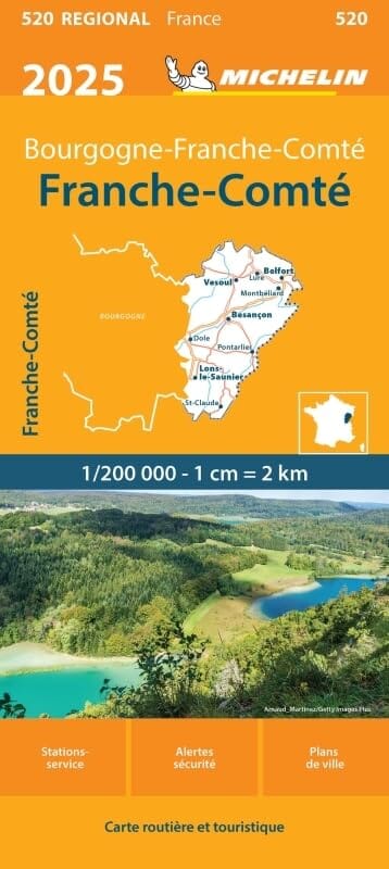 Carte régionale n° 520 - Bourgogne-Franche-Comté : Franche-Comté 2025 | Michelin carte pliée Michelin 