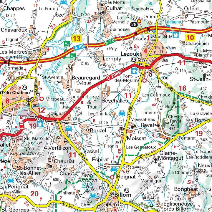 Carte régionale n° 522 - Auvergne-Rhône-Alpes : Auvergne 2022 | Michelin carte pliée Michelin 