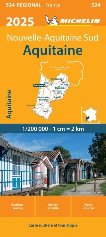 Carte régionale n° 524 - Nouvelle-Aquitaine Sud : Aquitaine 2025 | Michelin carte pliée Michelin 