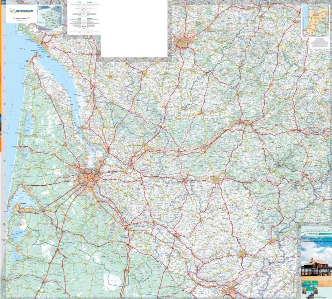 Carte régionale n° 524 - Nouvelle-Aquitaine Sud : Aquitaine 2022 | Michelin carte pliée Michelin 