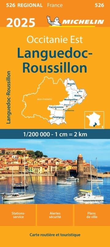 Carte régionale n° 526 - Occitanie Est : Languedoc-Roussillon 2025 - VERSION MURALE ET PLASTIFIEE | Michelin carte murale hors dimensions Michelin 