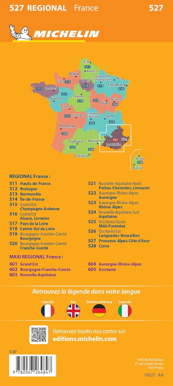 Carte régionale n° 527 - Provence-Alpes-Côte d'Azur 2025 | Michelin carte pliée Michelin 