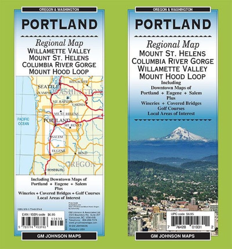 Carte régionale - Portland (Oregon) | GM Johnson carte pliée GM Johnson 