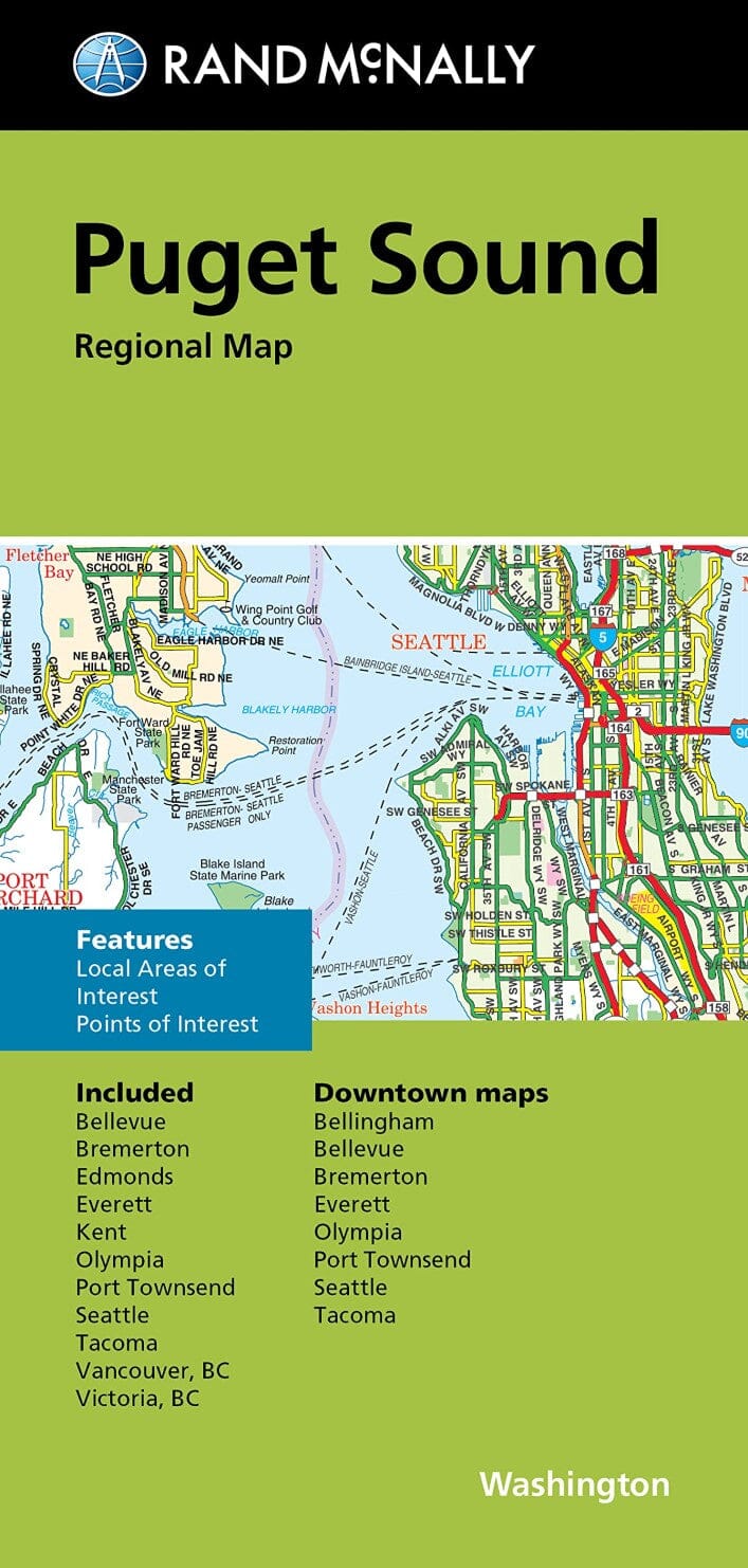 Carte régionale - Puget Sound, Washington | Rand McNally carte pliée Rand McNally 