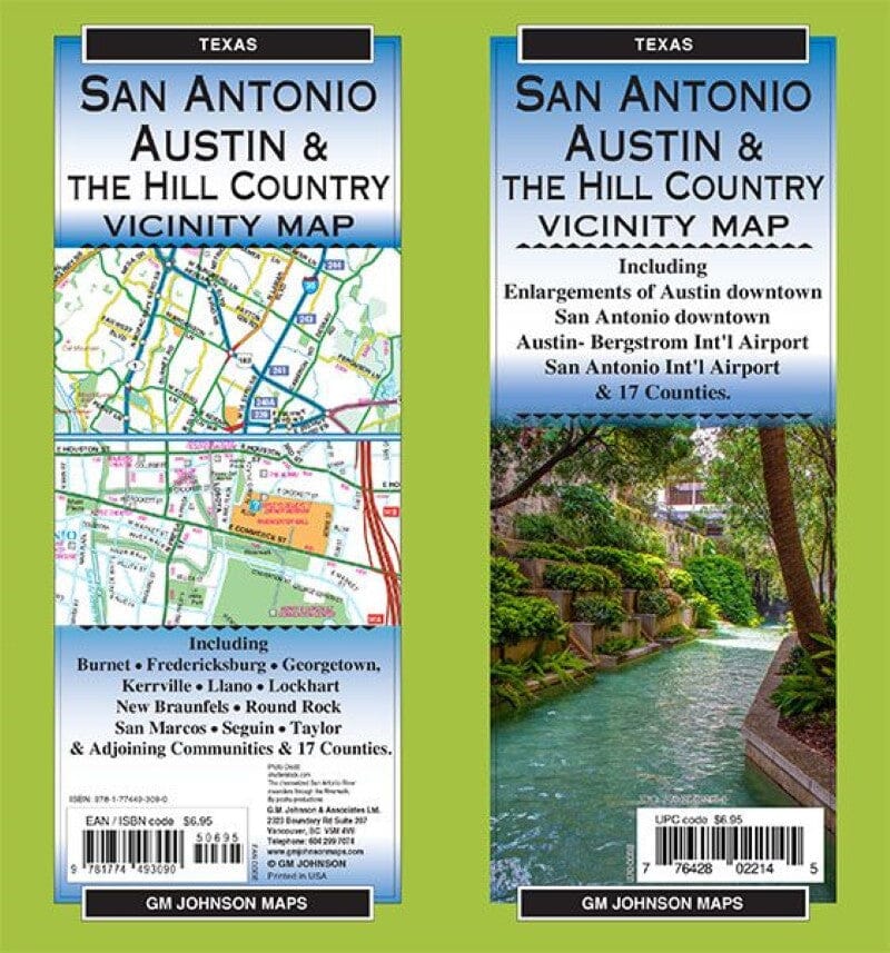 Carte régionale - San Antonio, Austin et Hill Country, Texas | GM Johnson carte pliée GM Johnson 