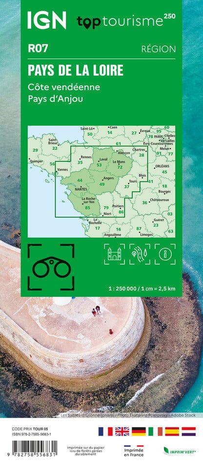 Carte régionale TOP 250 n° 7 - Pays de la Loire, Côte Vendéenne, Pays ...