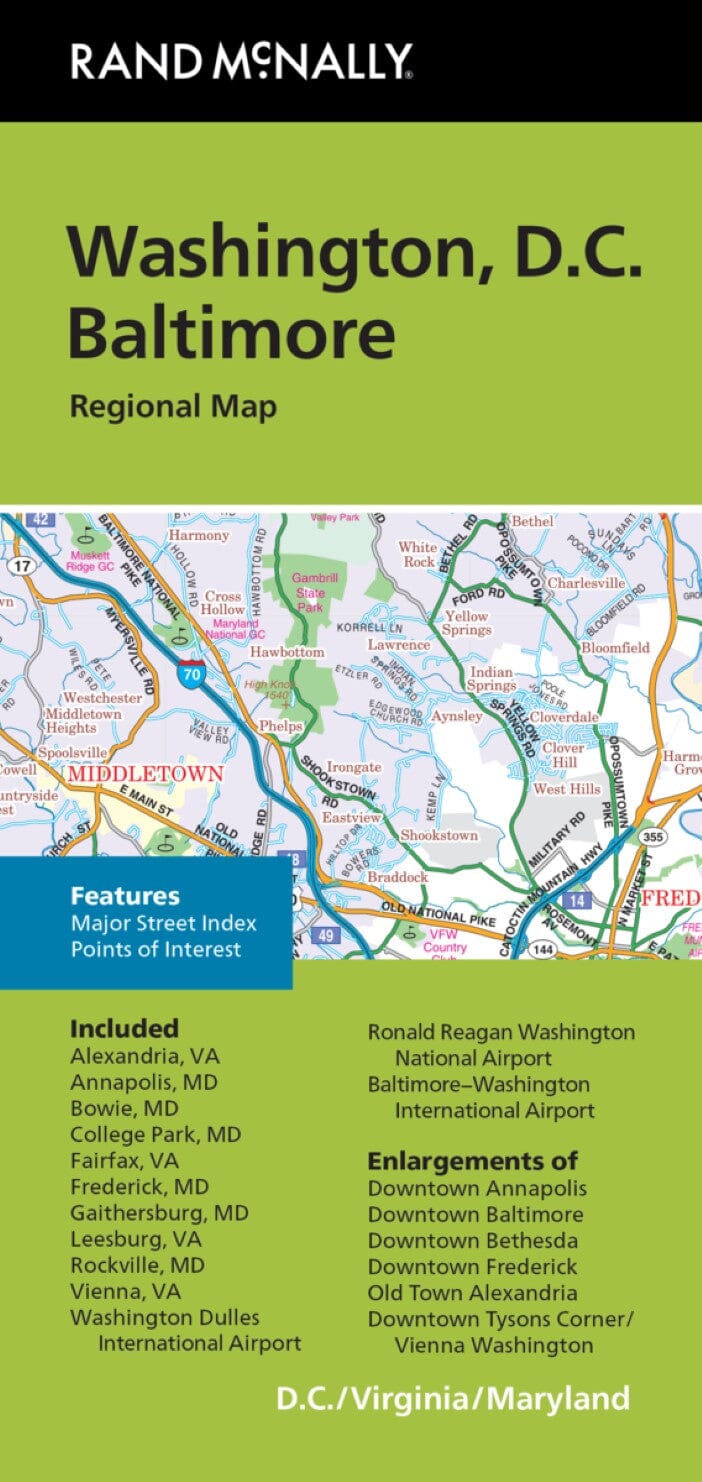 Carte régionale - Washington D.C. et Baltimore | Rand McNally carte pliée Rand McNally 