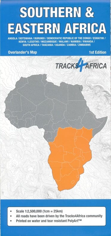 Carte routière - Afrique Australe et Orientale | Tracks4Africa carte de voyage Tracks4Africa 