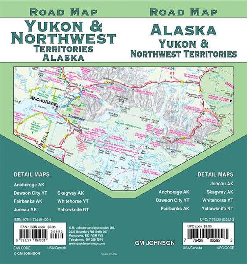 Carte routière - Alaska, Yukon, Territoires du Nord-Ouest | GM Johnson carte pliée GM Johnson 