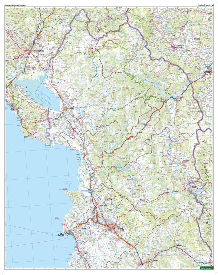Carte routière - Albanie au 1/150 000 (impression recto-verso) | Freytag & Berndt carte pliée Freytag & Berndt 