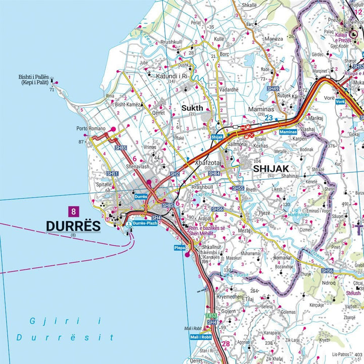 Carte routière - Albanie au 1/150 000 (impression recto-verso) | Freytag & Berndt carte pliée Freytag & Berndt 