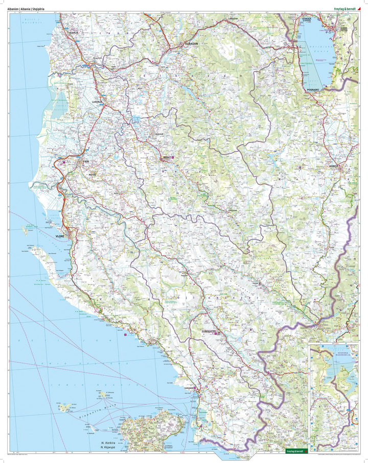 Carte routière - Albanie au 1/150 000 (impression recto-verso) | Freytag & Berndt carte pliée Freytag & Berndt 