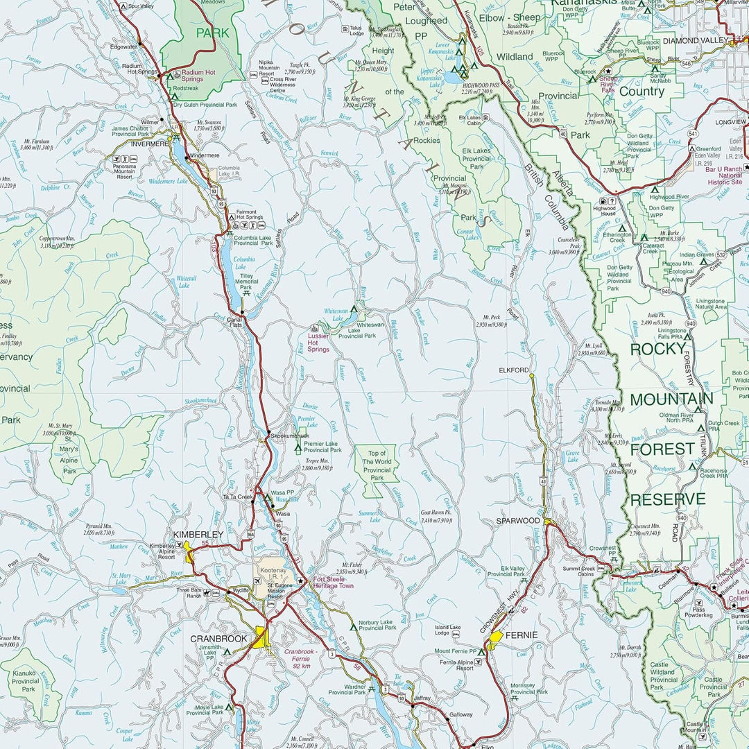 Carte routière - Alberta Sud-Ouest & Colombie Britannique Sud-Est | Gem Trek carte pliée Gem Trek Publishing 