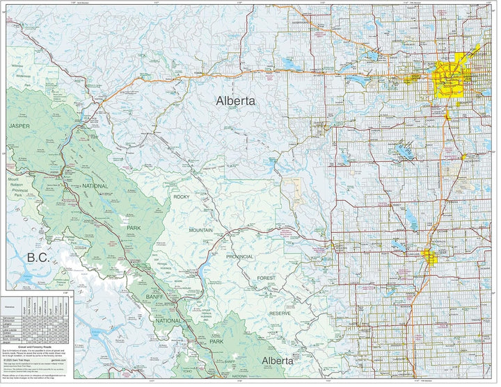Carte routière - Alberta Sud-Ouest & Colombie Britannique Sud-Est | Gem Trek carte pliée Gem Trek Publishing 