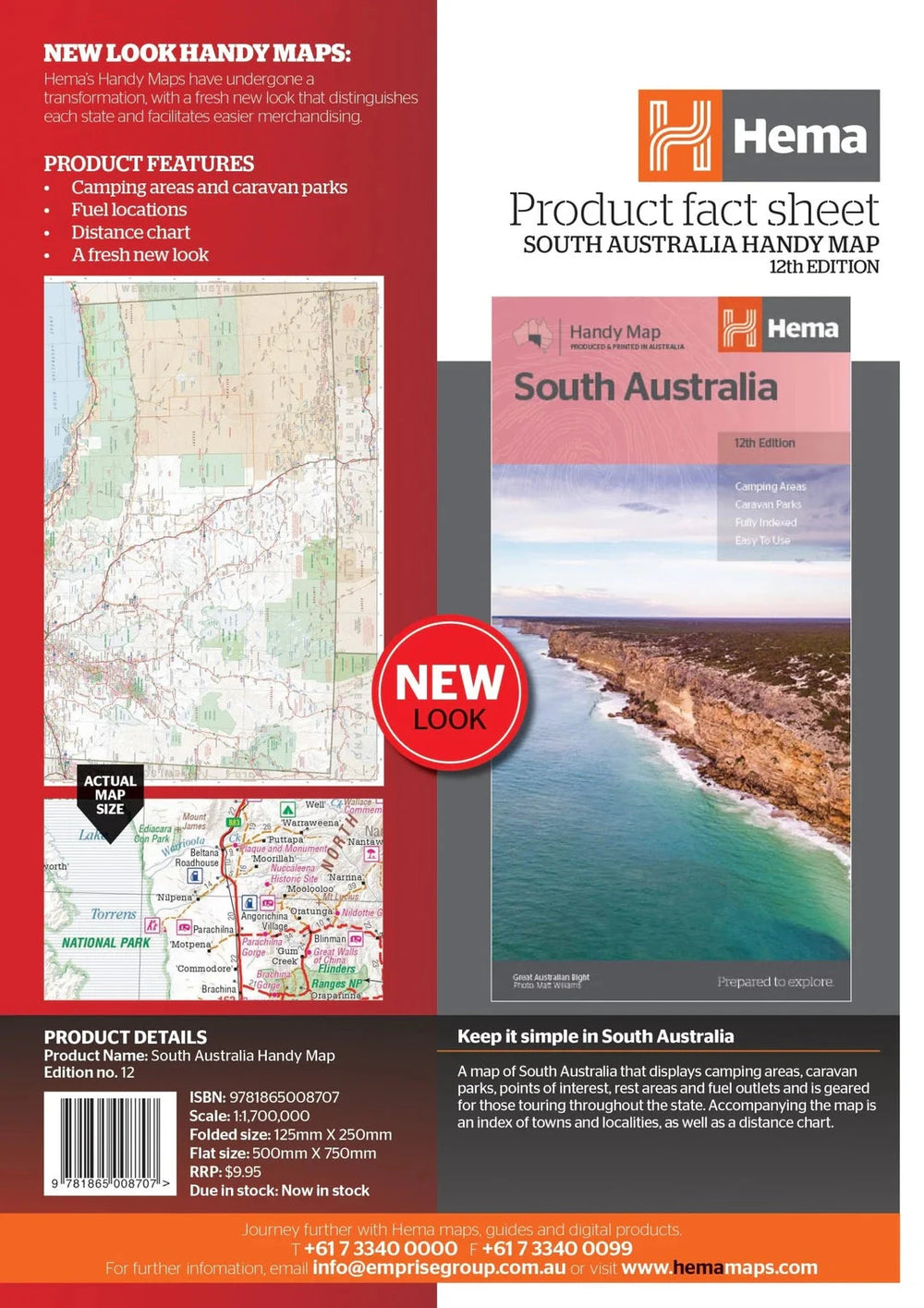 Carte routière - Australie Sud | Hema Maps - Handy map carte pliée Hema Maps 