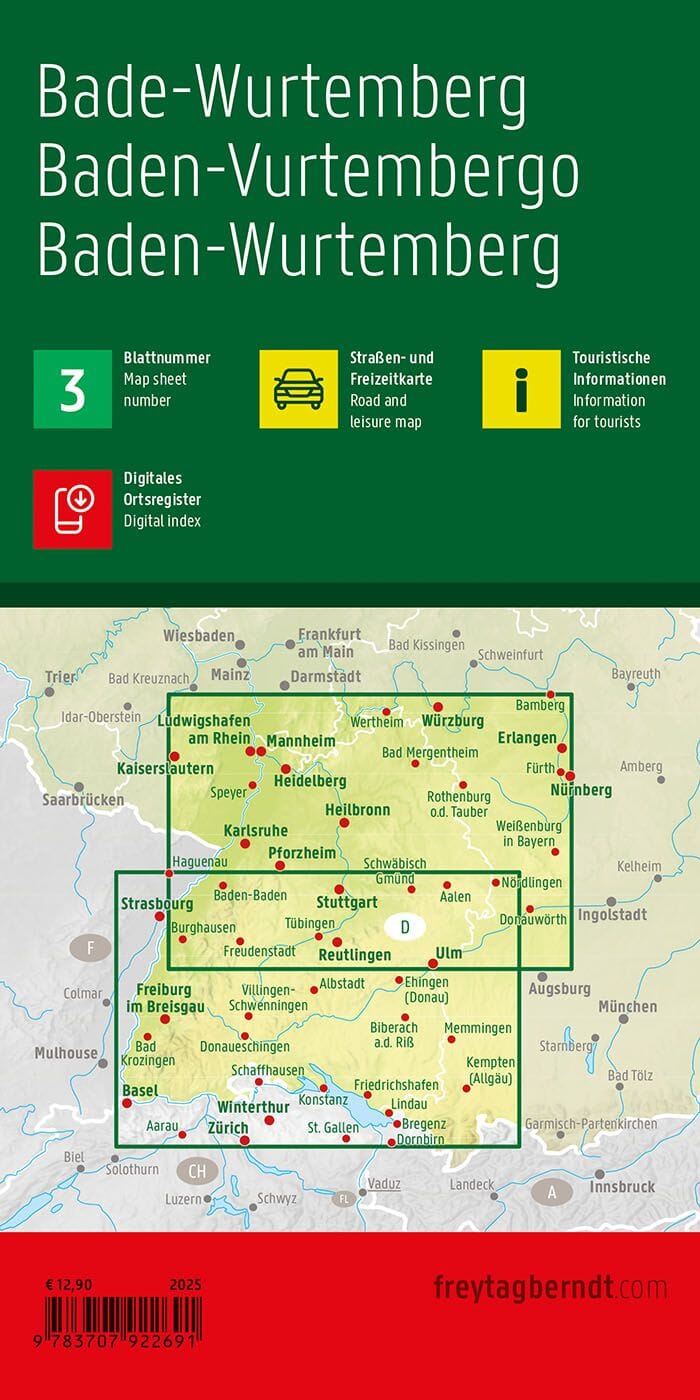 Carte routière - Bade-Würtemberg (Allemagne) | Freytag & Berndt carte pliée Freytag & Berndt 