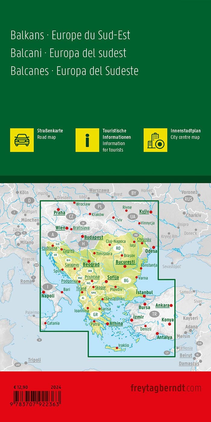 Carte routière - Balkans & Europe du sud-est | Freytag & Berndt carte pliée Freytag & Berndt 