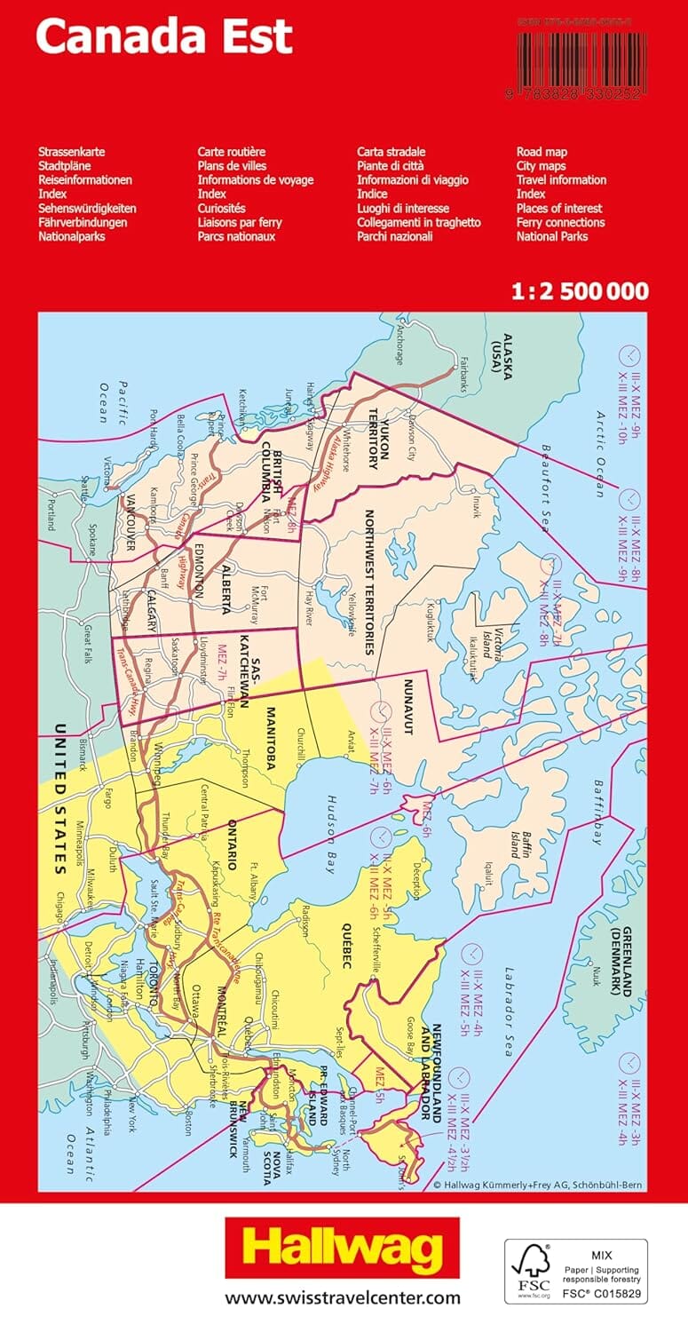 Carte routière - Canada Est | Hallwag carte pliée Hallwag 