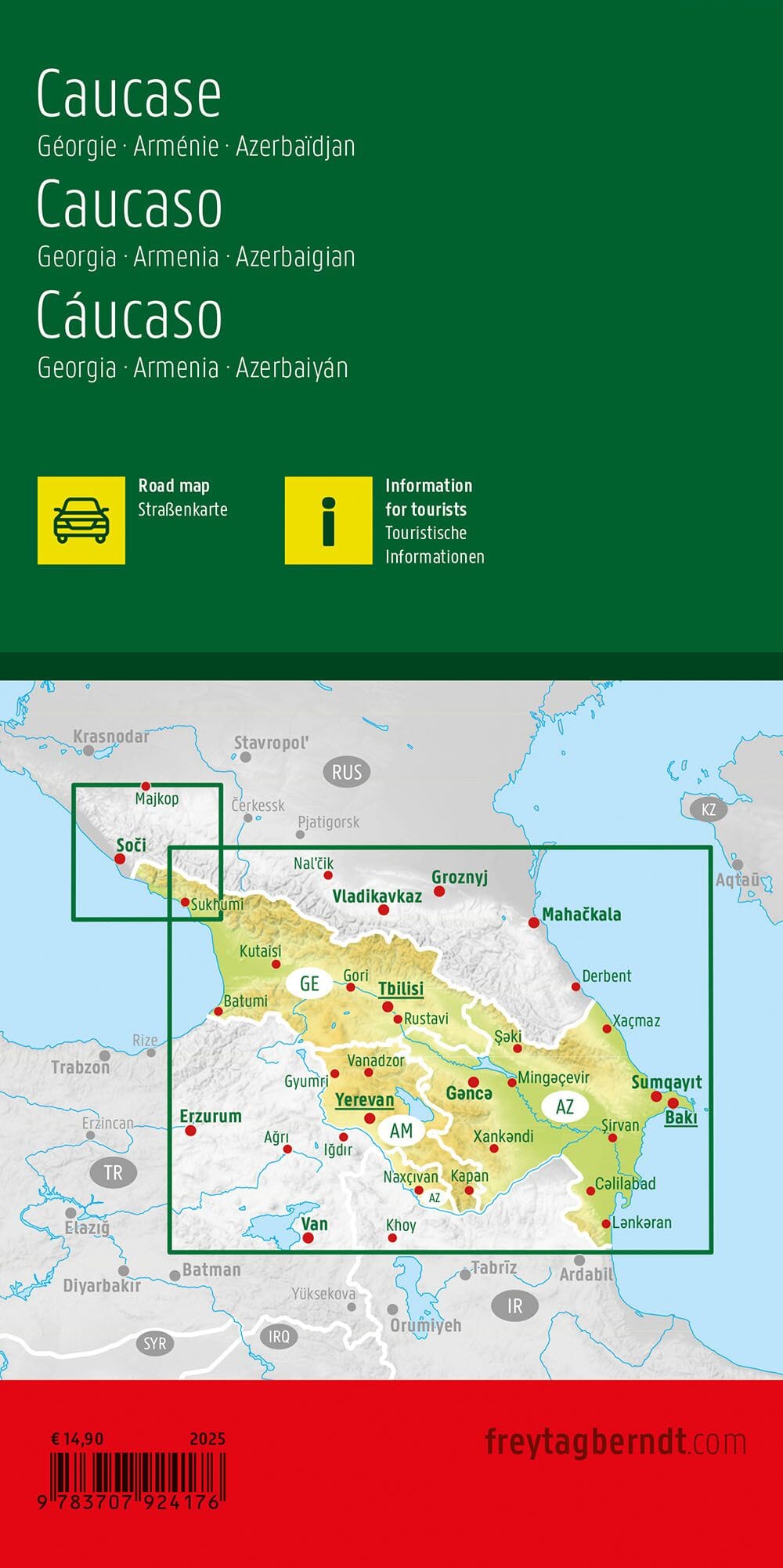 Carte routière - Caucase (Arménie, Géorgie & Azerbaijan) | Freytag & Berndt carte de voyage Freytag & Berndt 