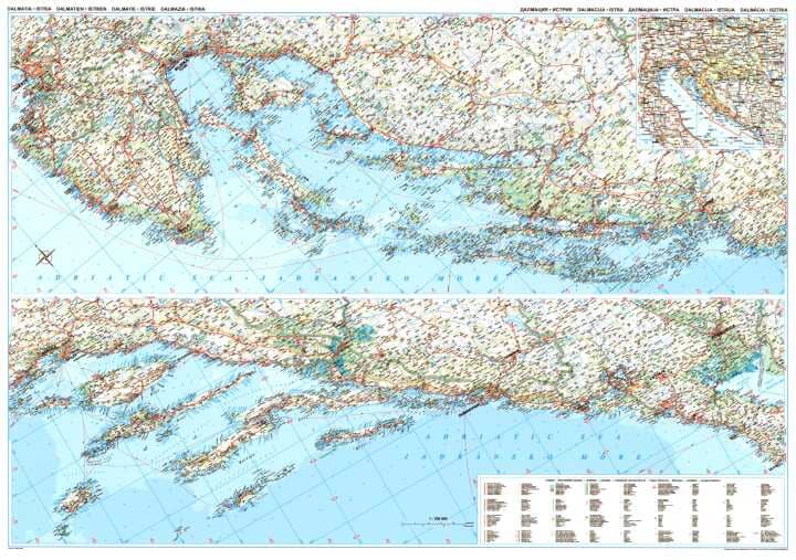 Carte routière - Dalmatie & Istrie (Croatie, Monténégro, Slovénie) | Gizi Map carte pliée Gizi Map 