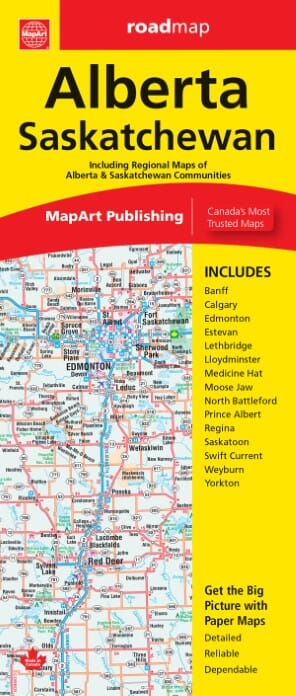 Carte routière de l'Alberta et de la Saskatchewan | Canadian Cartographics Corporation carte pliée Canadian Cartographics Corporation 