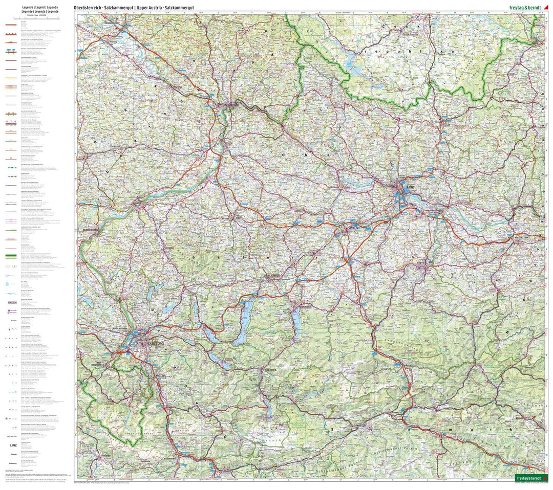 Carte routière de l'Autriche n° 2 - Haute-Autriche, Salzkammergut | Freytag & Berndt - 1/200 000 carte pliée Freytag & Berndt 