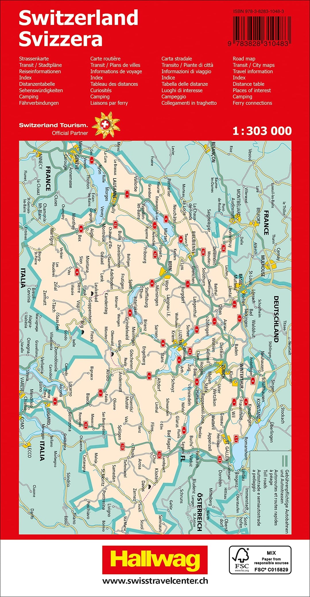 Carte routière générale - Suisse | Hallwag carte pliée Hallwag 