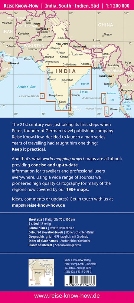 Carte routière - Inde Sud | Reise Know How carte de voyage Reise Know-How 