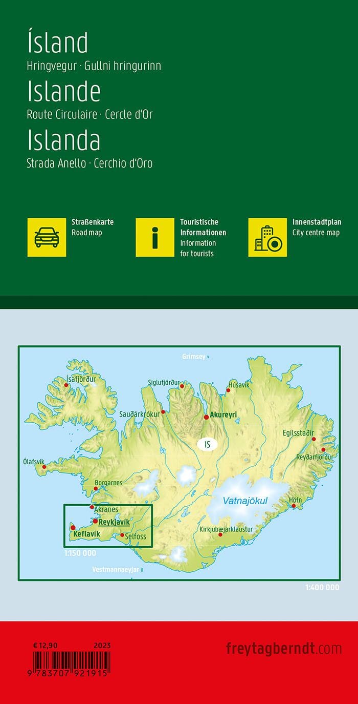 Carte routière - Islande (impression recto) | Freytag & Berndt carte pliée Freytag & Berndt 