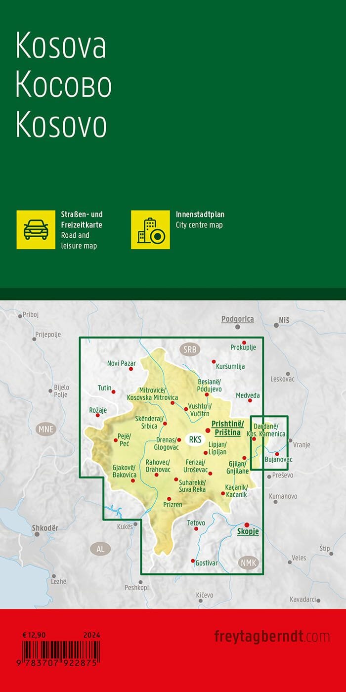 Carte routière - Kosovo | Freytag & Berndt carte pliée Freytag & Berndt 