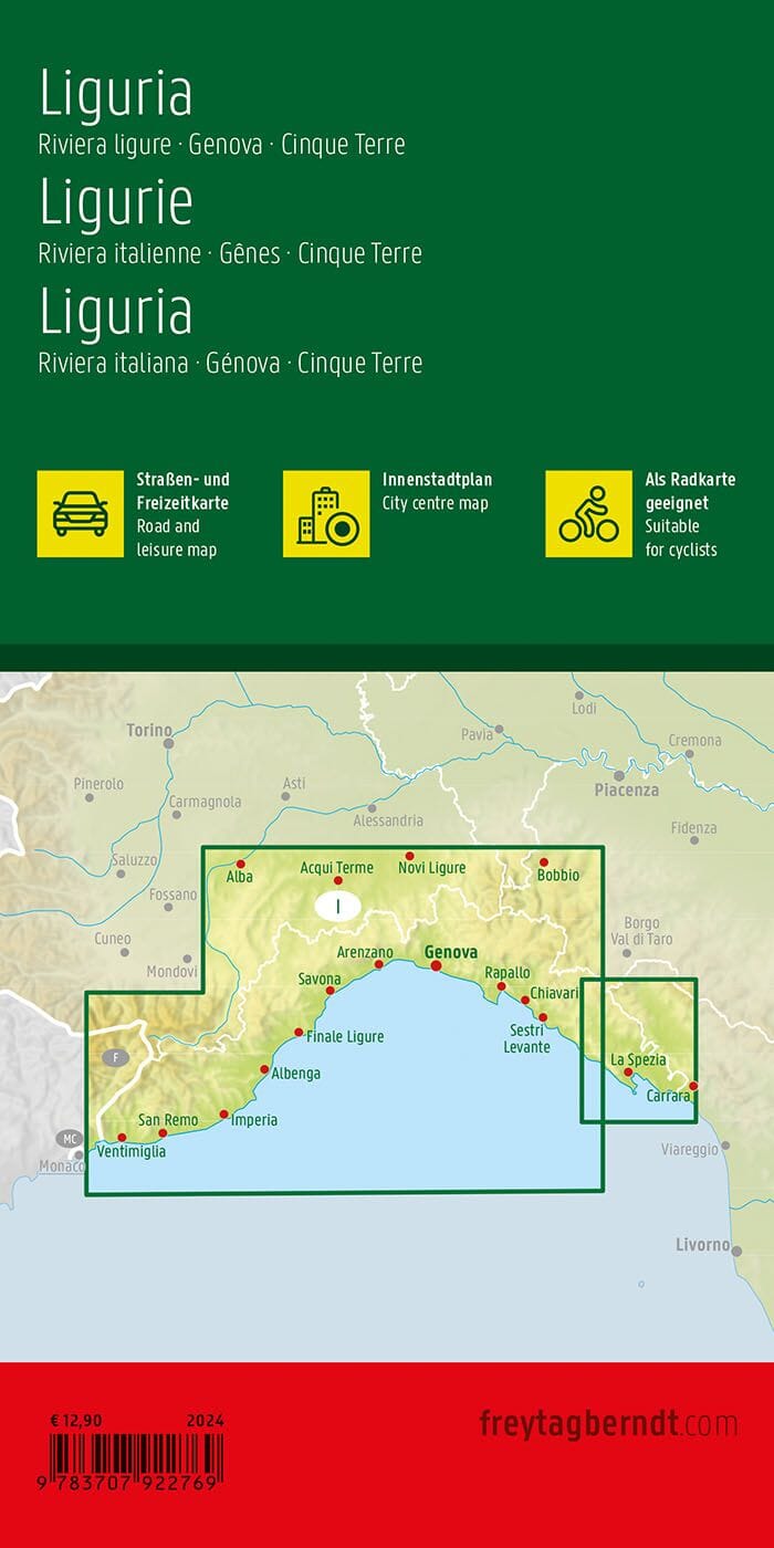 Carte routière - Ligurie : Riviera Italienne, Gênes, Cinque Terre | Freytag & Berndt carte pliée Freytag & Berndt 