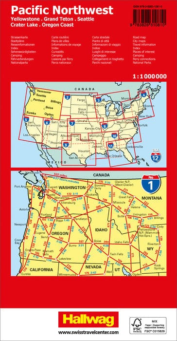 Carte routière n° 1 - USA Nord-Ouest | Hallwag carte pliée Hallwag 