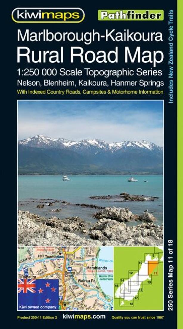 Carte routière n° 11 - Marlborough-Kaikoura, routes rurales au 1/250 000 (Nouvelle-Zélande) | Kiwi Maps carte pliée Kiwi Maps 