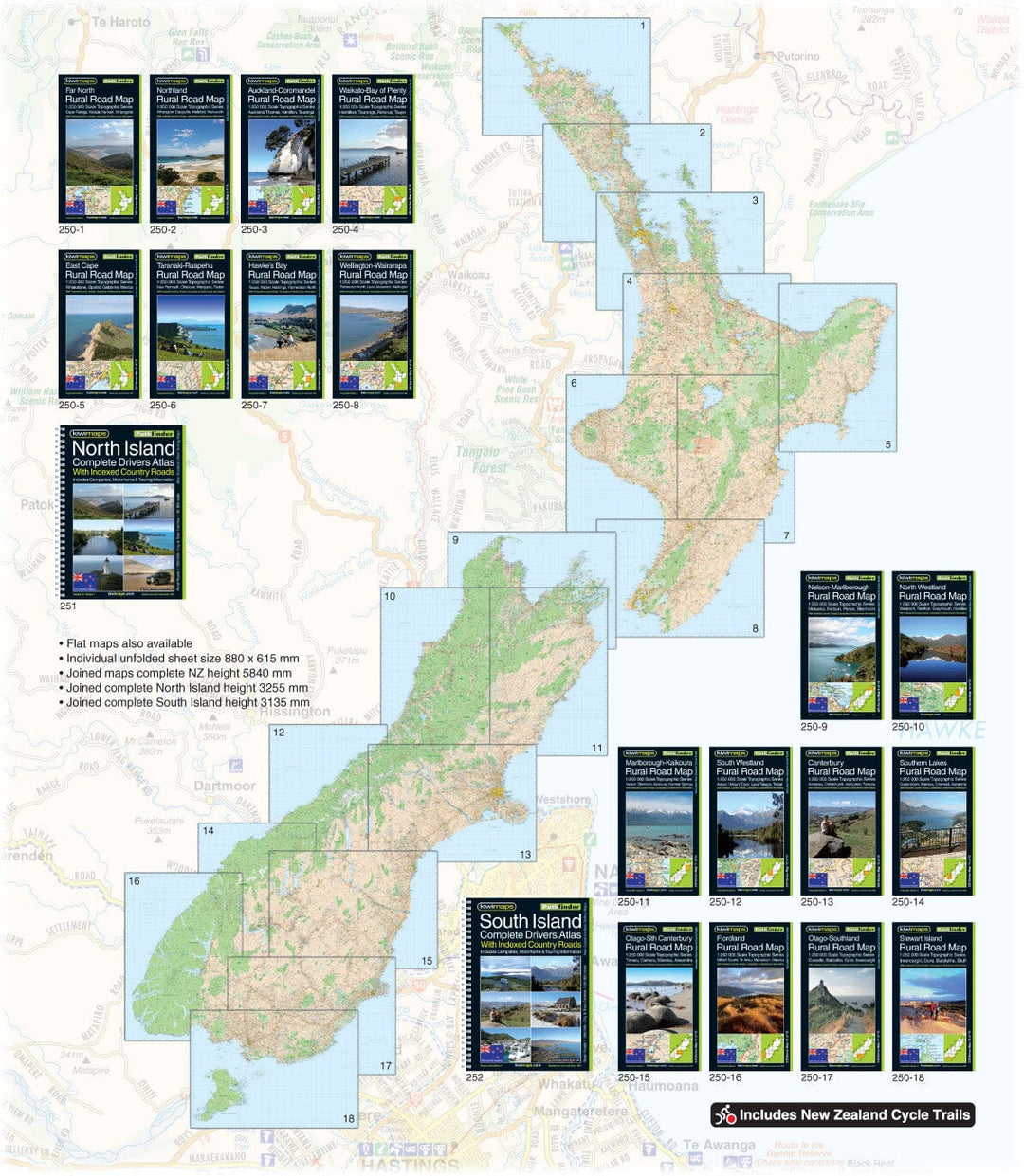 Carte routière n° 12 - Sud-Ouest de l'île du Sud, routes rurales au 1/250 000 (Nouvelle-Zélande) | Kiwi Maps carte pliée Kiwi Maps 