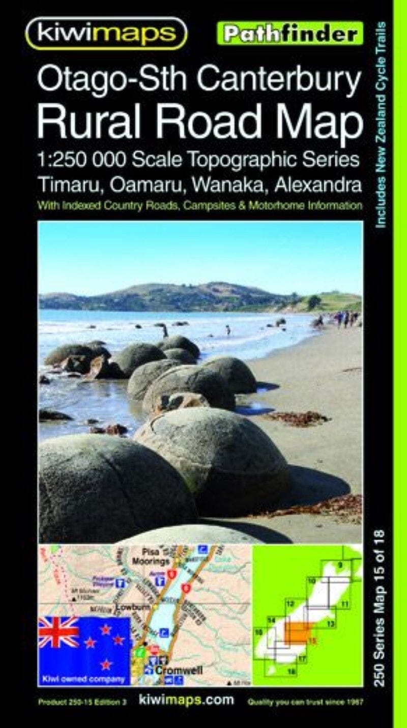 Carte routière n° 15 - Otago-Sth Canterbury, routes rurales au 1/250 000 (Nouvelle-Zélande) | Kiwi Maps carte pliée Kiwi Maps 