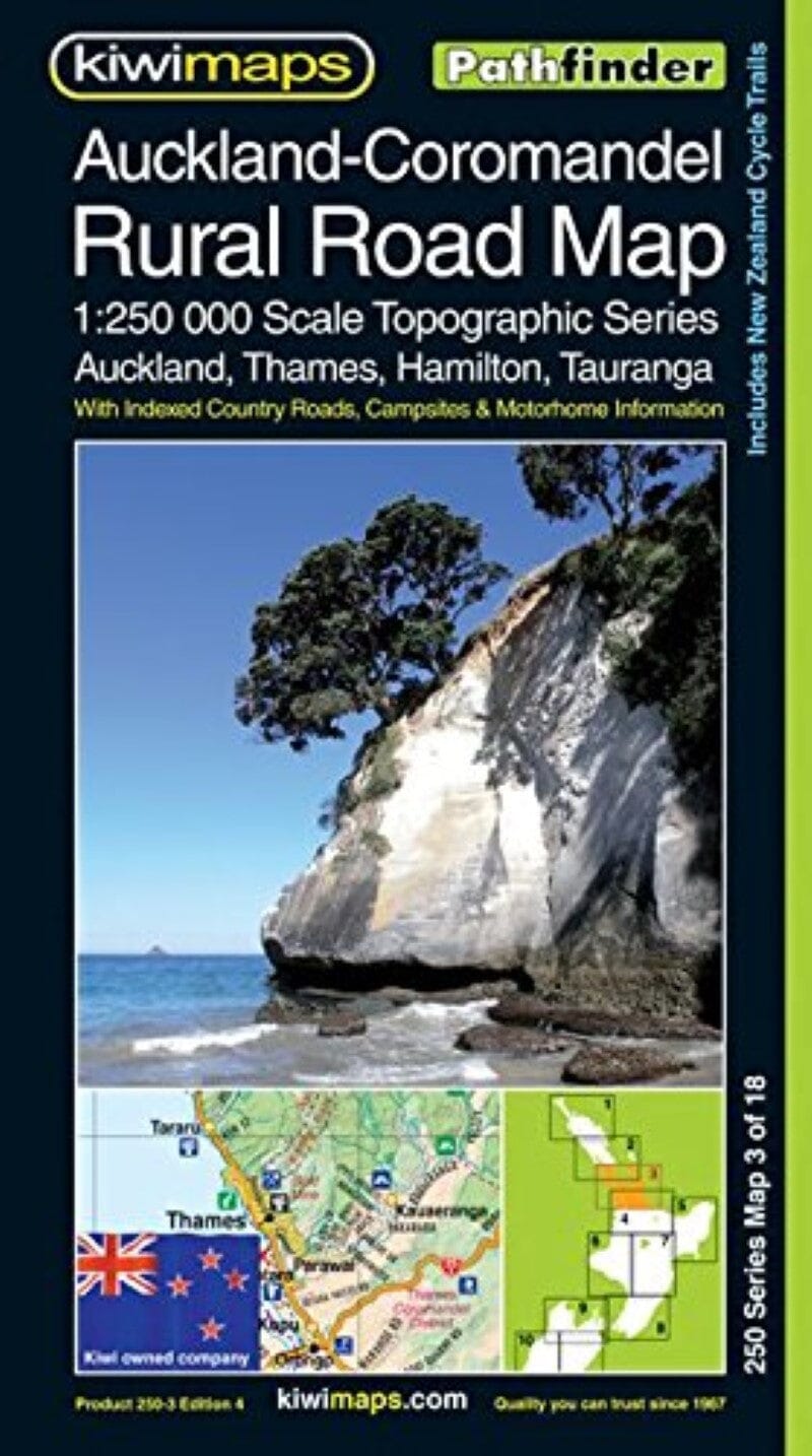 Carte routière n° 3 - Auckland-Coromandel, routes rurales au 1/250 000 (Nouvelle-Zélande) | Kiwi Maps carte pliée Kiwi Maps 