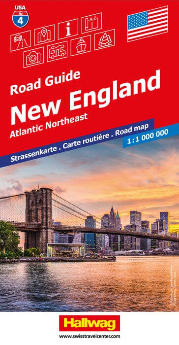 Carte routière n° 4 - Nouvelle Angleterre (USA) | Hallwag carte pliée Hallwag 